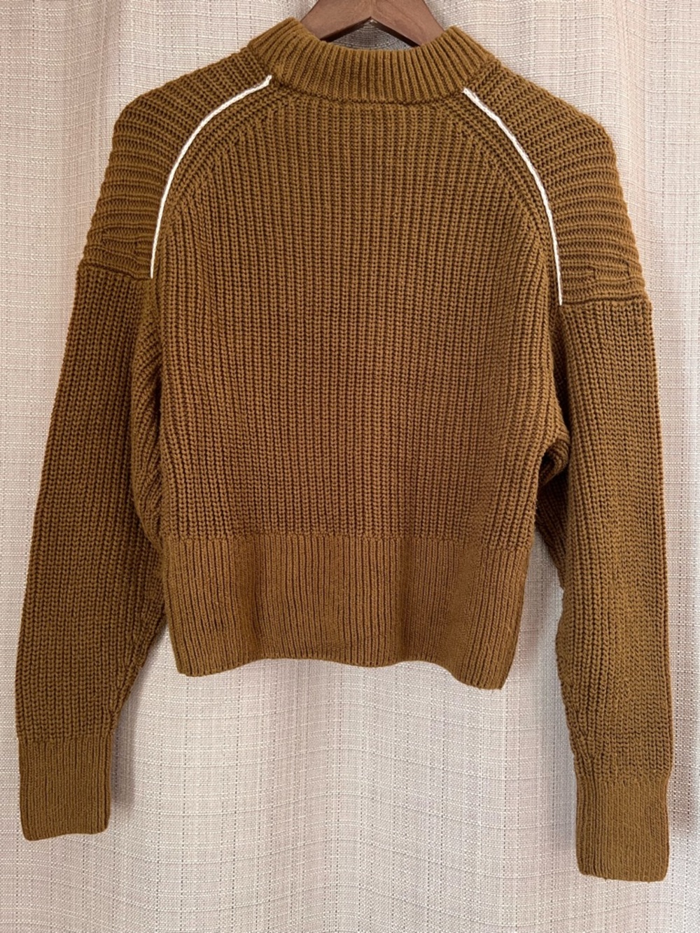 Everlane Cropped Chunky Brown Knit Sweater S Cozy 100% Organic Cotton Minimalist - Picture 3 of 8